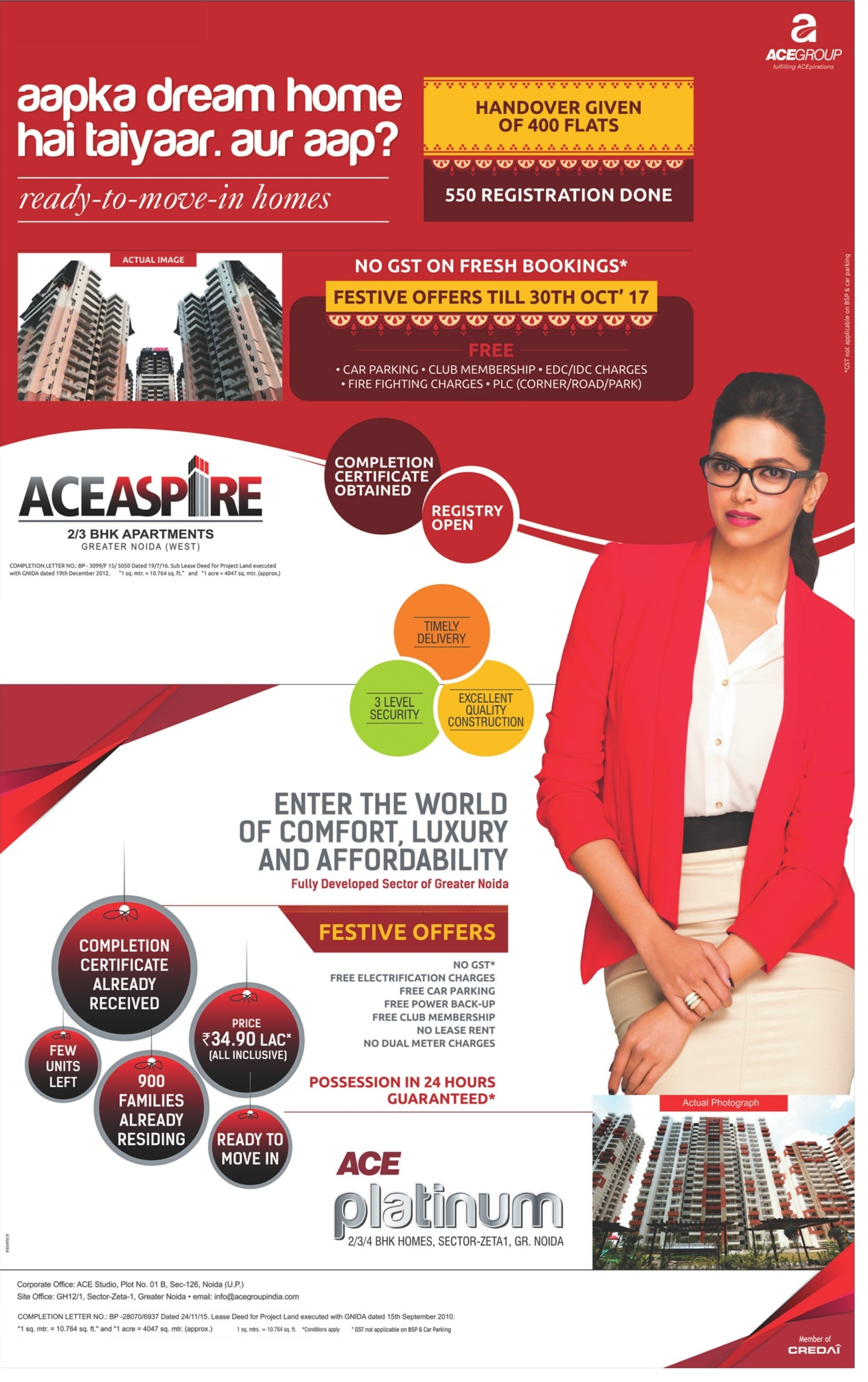 Enter The World  of Comfort, Luxury and Affordable at ACE Aspire and ACE Platinum in Greater Noida West Update